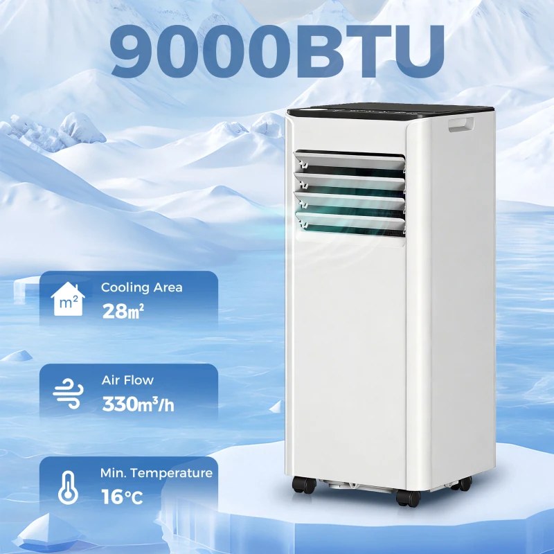 HOMCOM Portable Air Conditioner 9000 BTU, 4-in-1 AC Unit with Cool, Dehumidifier, Fan, Sleep Mode, WiFi Voice Remote Control