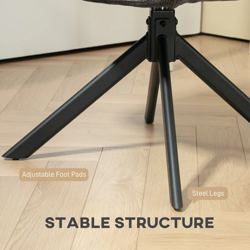 HOMCOM Fotel Tapicerowany, Akcentowy, Nowoczesny Design, Obrotowy, do 120 kg, Czarny