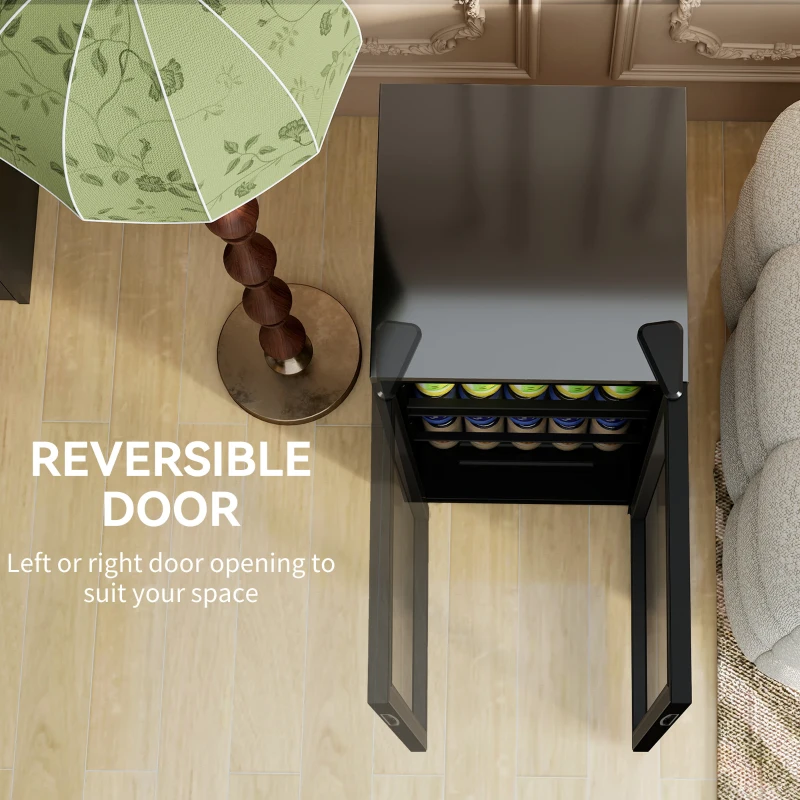 HOMCOM Mini Kühlschrank 93L Kühlbox mit Glastür, verstellbaren Regalen, LED, Temperaturregelung, 47,2 x 43,7 x 83,3 cm Schwarz