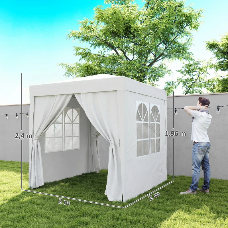 Outsunny Tonnelle de jardin extérieure tonnelle pliante pop-up réglable en hauteur protection UV 2 x 2 m blanc
