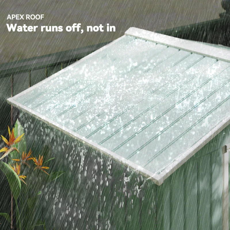 Outsunny Szop ogrodowy, 2 drzwi przesuwne, okna wentylacyjne, rama podłogowa z ocynkowanej stali, nierdzewna stal, jasnozielony, 2,13 x 1,30 x 1,85 m