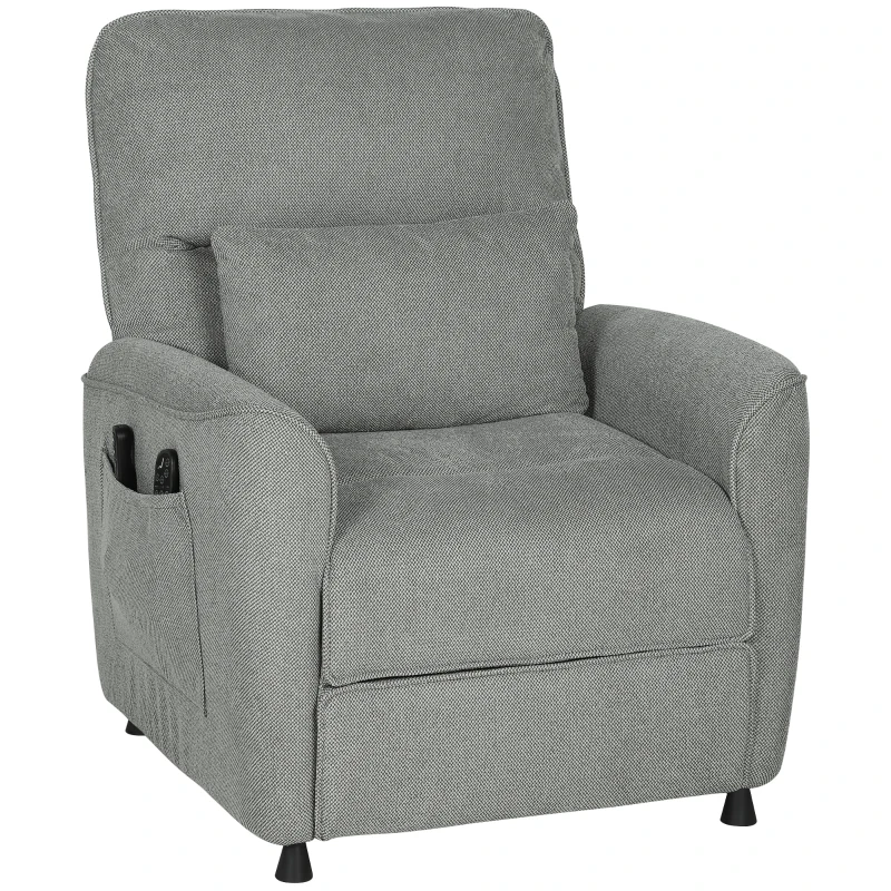 HOMCOM Sillón Relax Reclinable Eléctrico con Calor Lumbar Masaje Vibración Motor Silencioso Función de Memoria Gris Oscuro