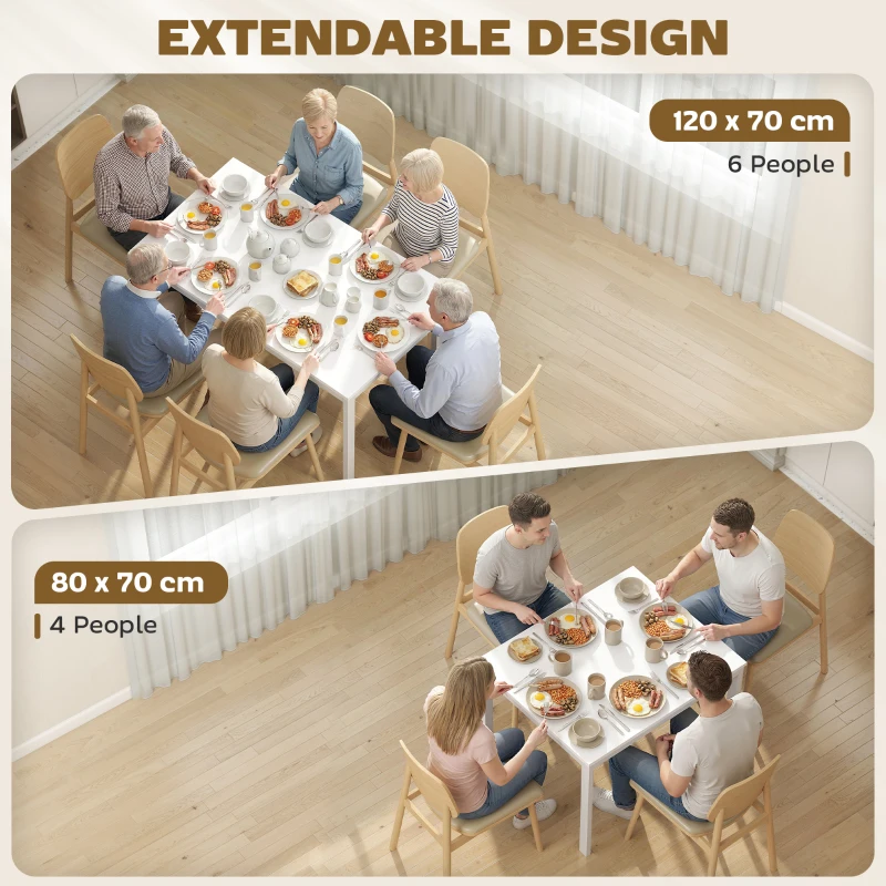 HOMCOM Rozkładany stół jadalniany 80-120 cm dla 4-6 osób, kompaktowy stół kuchenny z łatwą funkcją rozkładania, naturalny