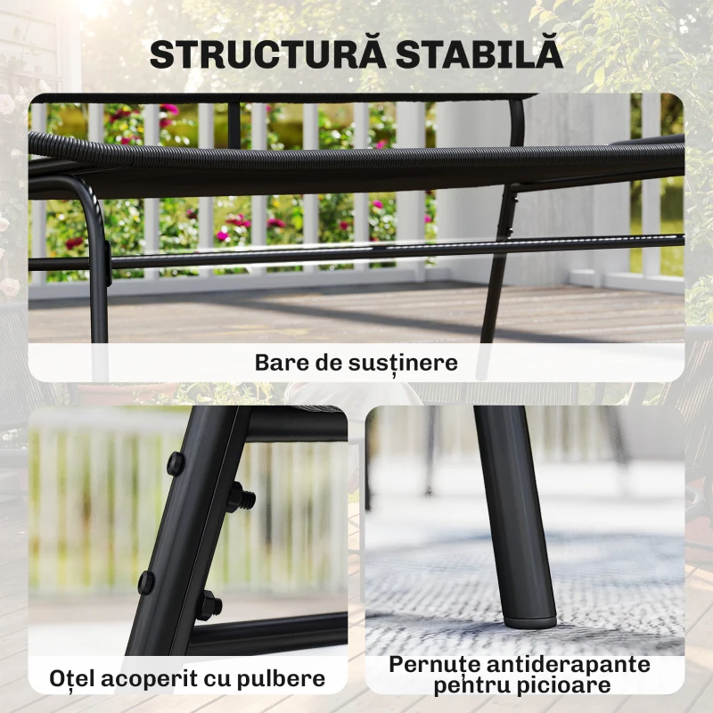 Outsunny Canapea Rattan cu 2 Locuri, Loveseat cu Șezut și Spătar Împletit, Negru.
