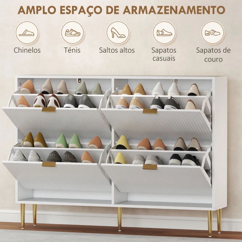 HOMCOM Sapateira Estreita Sapateira para Entrada com Prateleiras Ajustáveis para 20 Pares de Sapatos 105x24x91,5 cm Branco