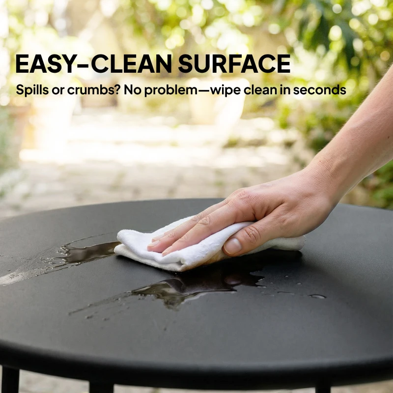 Outsunny Okrągły stolik zewnętrzny 50 cm, Metalowy stolik kawowy do ogrodu z podstawą w kształcie X i antypoślizgowymi nóżkami, Czarny