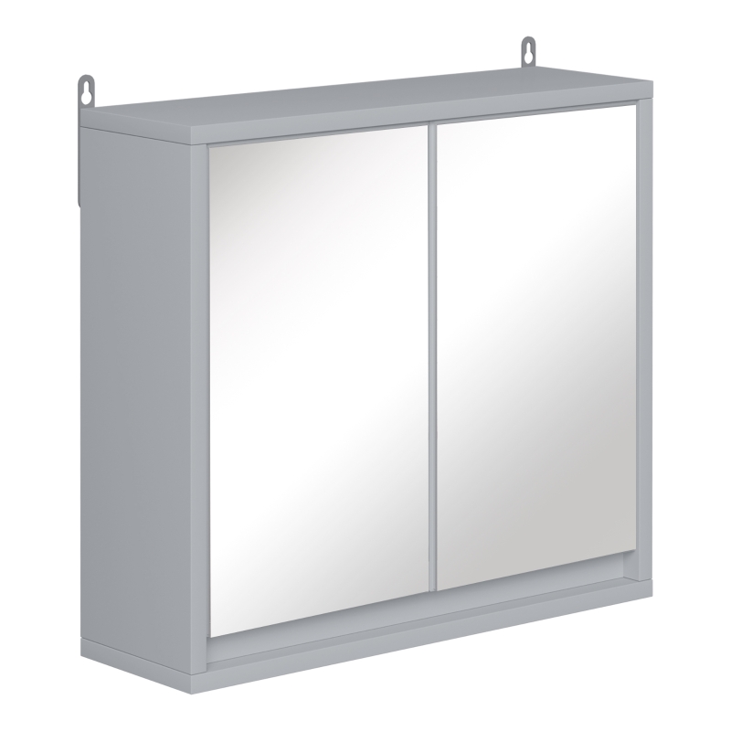 Armoire murale miroir salle de bain 2 étagères gris