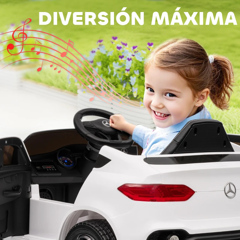 AIYAPLAY Coche Eléctrico para Niños Mercedes-Benz GLC Coupé 12V Mando a Distancia 2,4 G Motor Doble MP3 Blanco