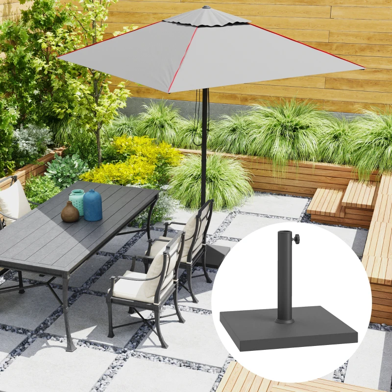 Outsunny Pied de parasol, socle parasol extérieur en Béton 18 kg, pour mât de Ø 38-48 mm, pour jardin patio, 44 x 44 x 30 cm noir