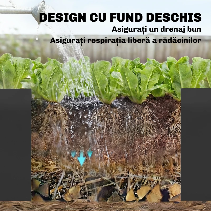 Outsunny Strat Înălțat pentru Grădină din Oțel, cu Separator, Colțuri Întărite și Margini Sigure, Bază Deschisă, Negru