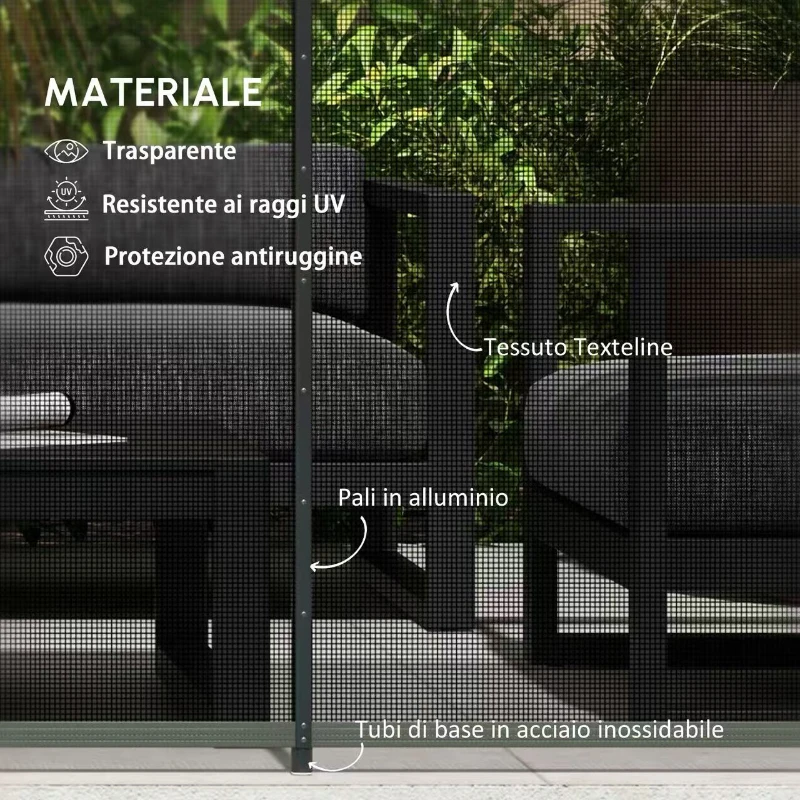 Outsunny Recinzione Barriera di Sicurezza per Piscina a Rete, Set di 4 Pannelli, 365L x 126H cm, Nero