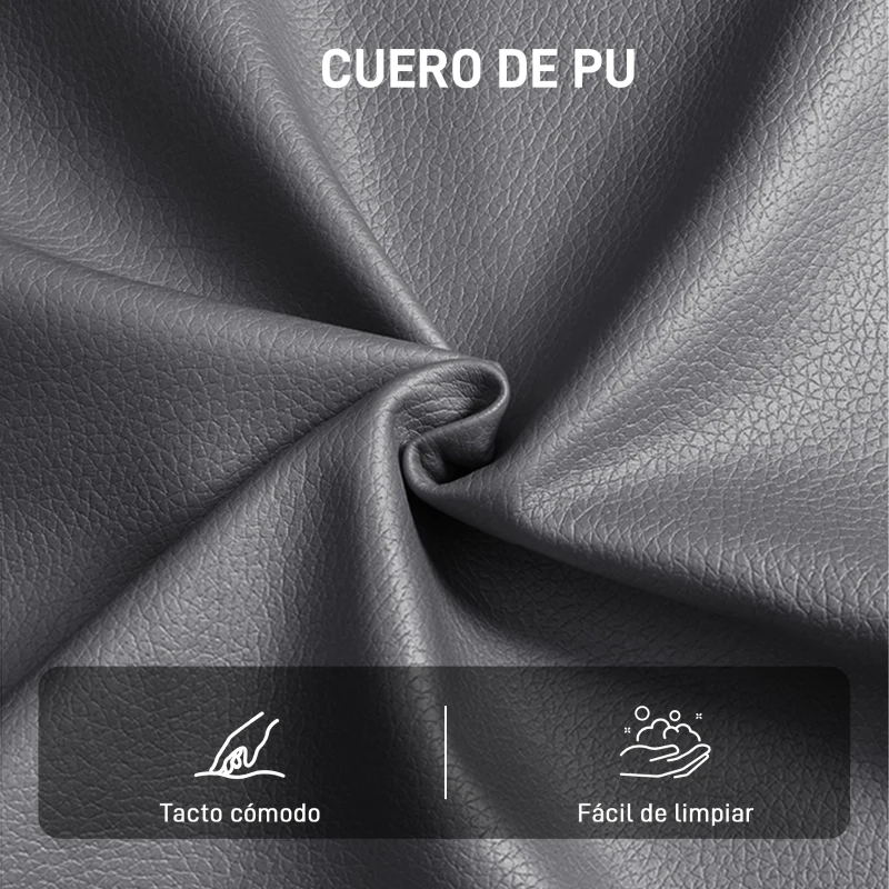 HOMCOM Butaca de Salón Tapizado en PU Sillón Lectura con Asiento Acolchado Reposabrazos Patas Metálicas Gris