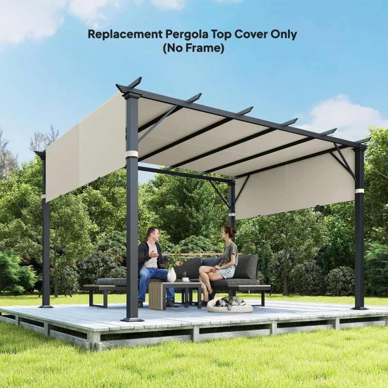 Outsunny Husă pentru Foișor Pergolă 3x3 m din Poliester cu Buzunare și Curele, 488x122 cm, Crem Alb