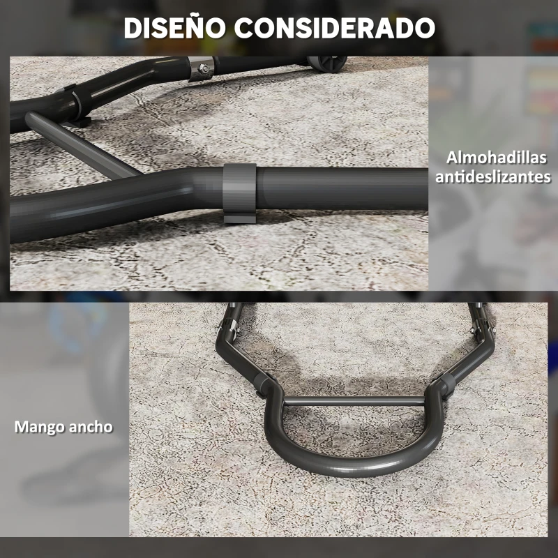 HOMCOM Caballete de Moto Carga 390 kg Soporte Delantero y Trasera Universal Elevador de Moto de Acero con Ruedas Negro