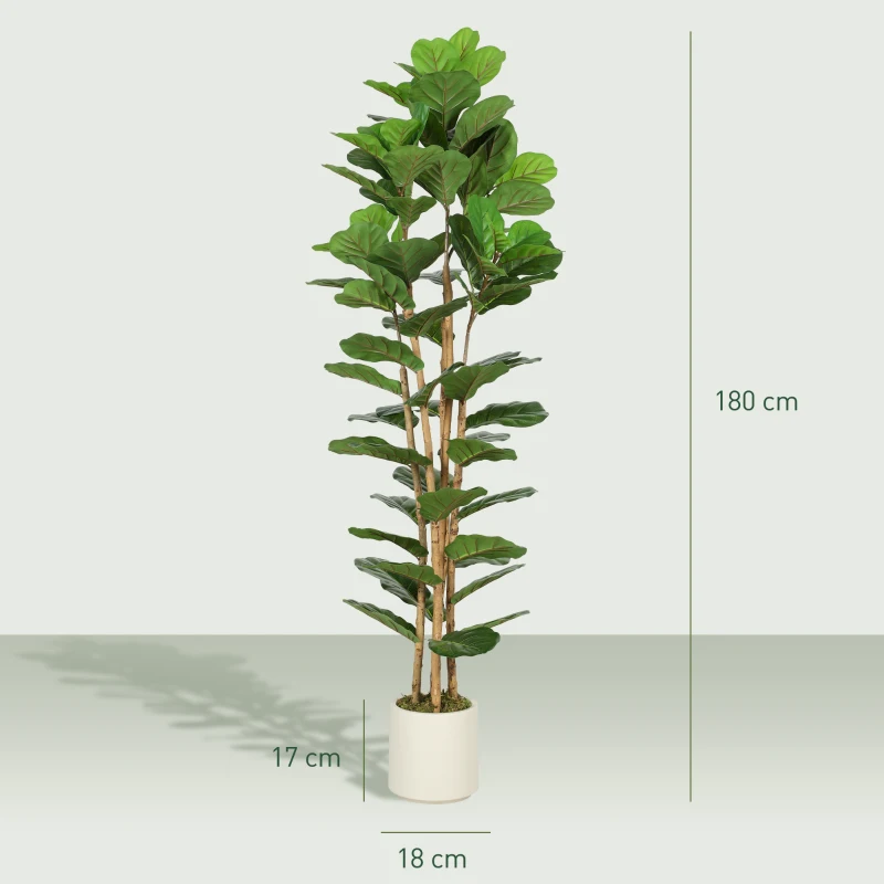 HOMCOM 180cm Artificial Fiddle Leaf Fig Tree - Green