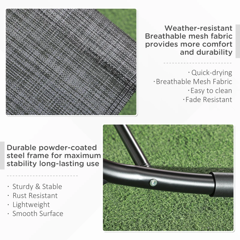 Outsunny Fotel bujany ogrodowy Leżak, w tym Poduszka pod głowę, 155 cm x 61cm x 88 cm, Szary