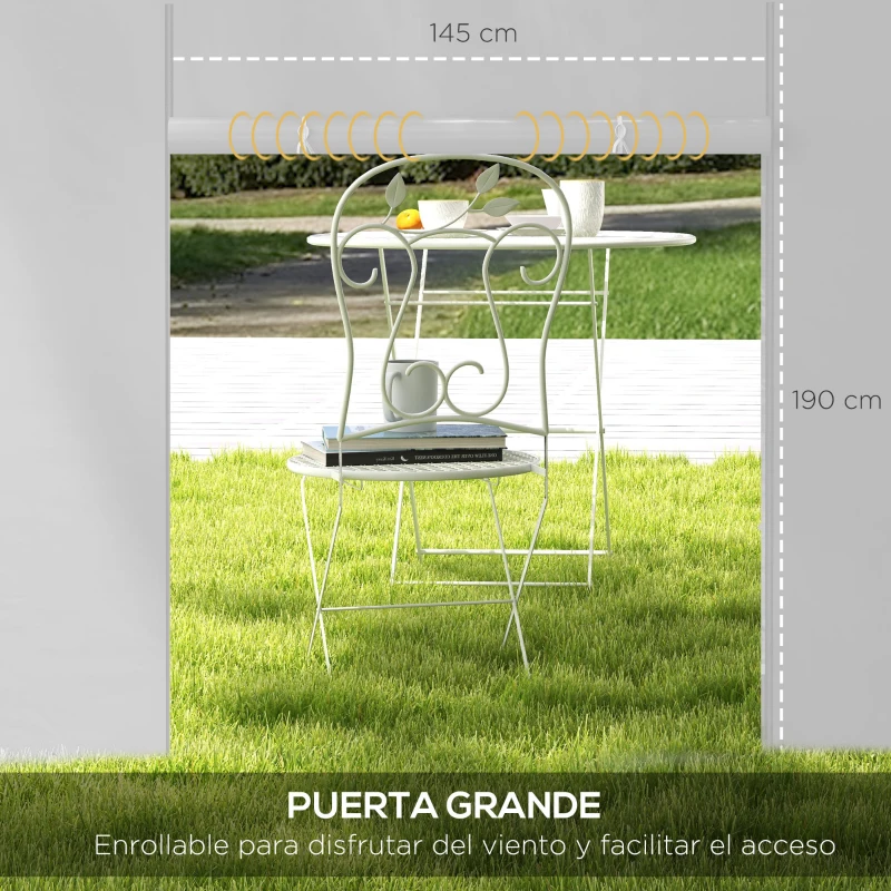 Outsunny 2 Paredes Laterales para Carpa 295x195 cm con Ventana Enrollable y Puerta con Cremallera para Carpa 3x3 m o 3x6 m Blanco