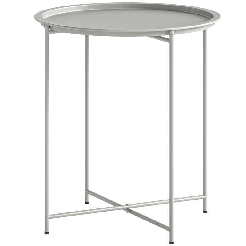 Outsunny Steel Removable Tray Top Garden Table - White