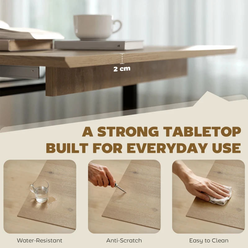 HOMCOM Rozkładany stół jadalny dla 6-8 osób, 140-180 cm, prostokątny stół kuchenny z podstawą ze stali, Drewno naturalne+Czarny