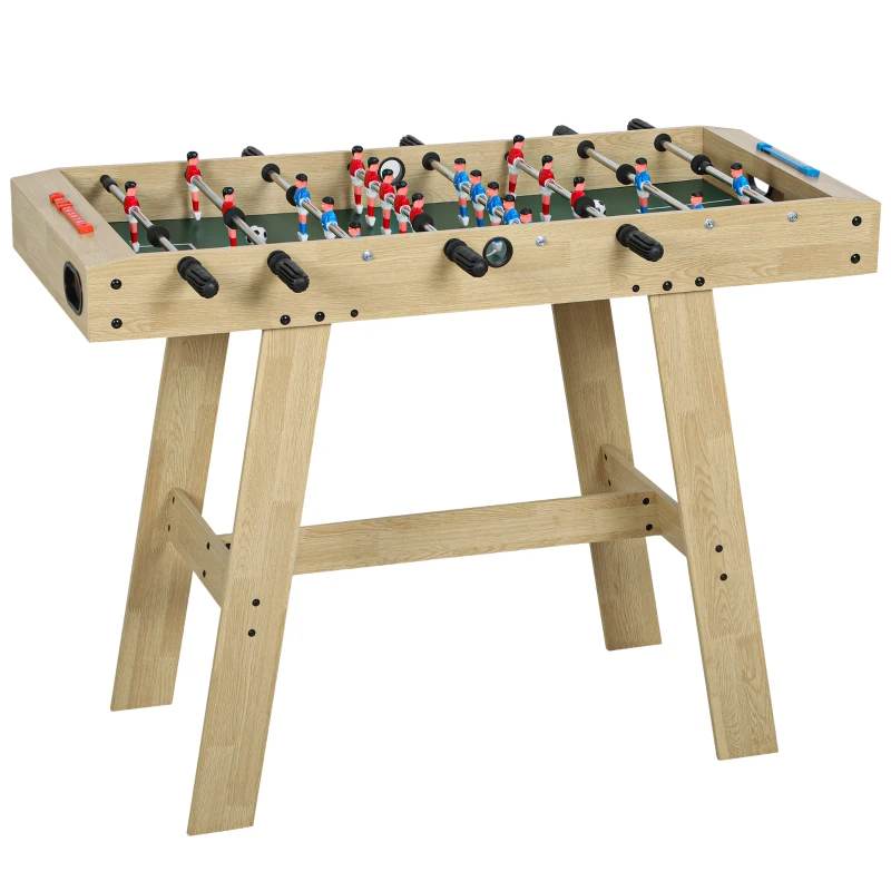 SPORTNOW Futbolín pentru Copii din Lemn Masă de futbolín cu 2 Marcatoare 8 Mânere și 22 Jucători 114x78x88 cm Natural
