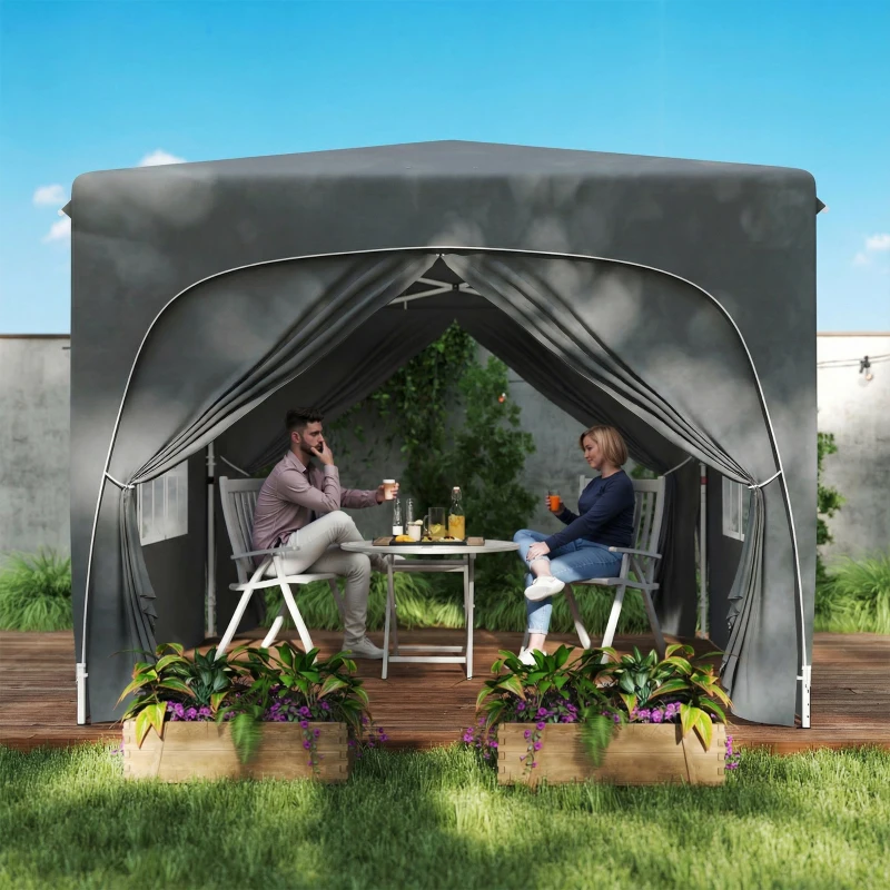 Outsunny 3 x 3m Pop-Up Gazebo Shelter, with Accessories - Dark Grey