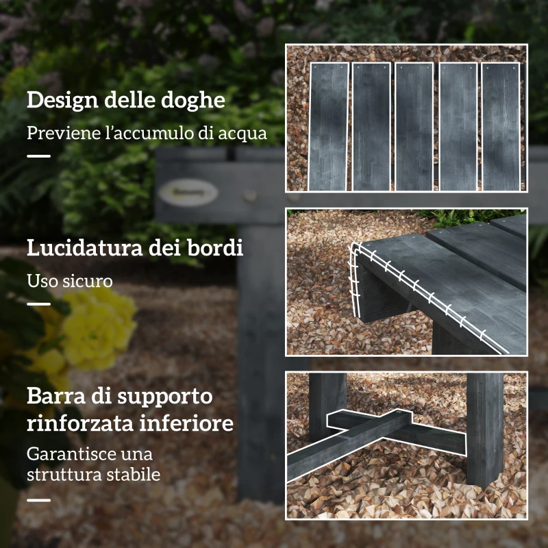 Outsunny Panchina da Giardino a 2 Posti Impermeabile in Legno di Abete, 110x38x35 cm, Grigio