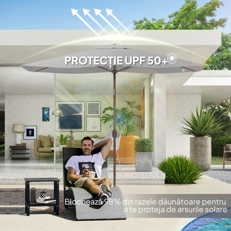 Outsunny Copertină de Rezervă pentru Umbrelă cu Ventilație în Partea Superioară, 300x200 cm, Verde