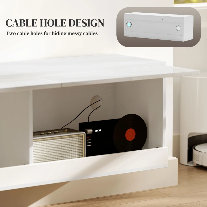 Szafka RTV z oświetleniem LED, 120 x 35 x 40,5 cm, Biała