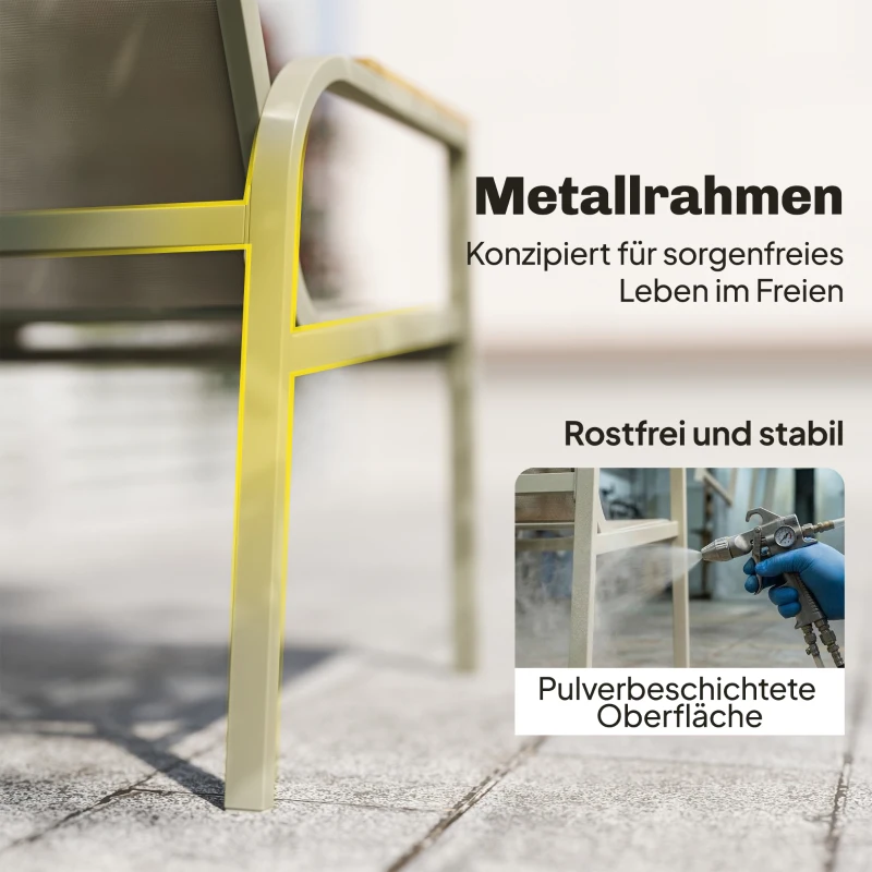 Outsunny Tuinmeubelset Weerbestendig Metaal Zitgroep voor 4 Personen Tuinlounge met Tweezitsbank, 2 Stoelen en Bijzettafel, Groen