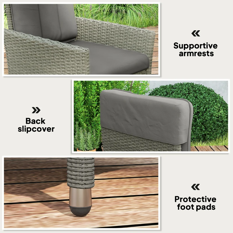 Outsunny 105°-150° Reclining Rattan Chair - Grey