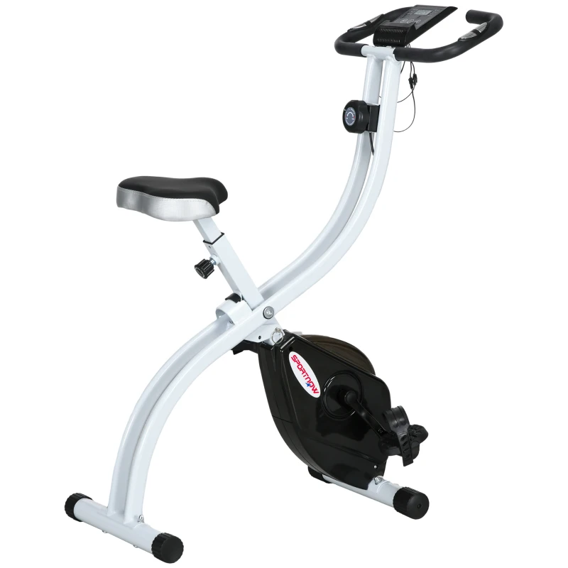 SPORTNOW Bicicletă Magnetică Pliabilă cu 8 Niveluri de Rezistență și Șa Reglabilă, din Oțel, 97x43x110 cm, Negru