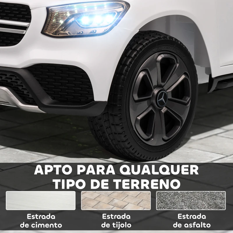 AIYAPLAY Carro Elétrico para Crianças Mercedes-Benz GLC Coupé 12V Controlo Remoto 2,4G Motor Duplo MP3 Branco