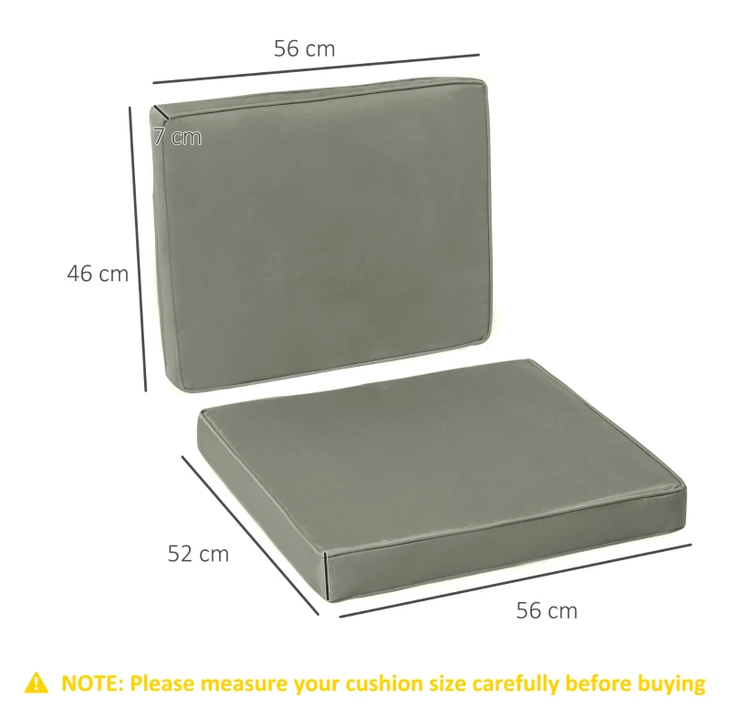 Outsunny Coussins pour chaise fauteuil de jardin coussins d'assise de dossier déhoussables polyester 56x52/56x46cm gris foncé
