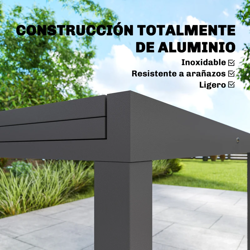 Outsunny Mesa de Comedor Exterior Extensible 135/270 cm para 6-10 Personas de Aluminio con Tapa de Listones Gris Oscuro