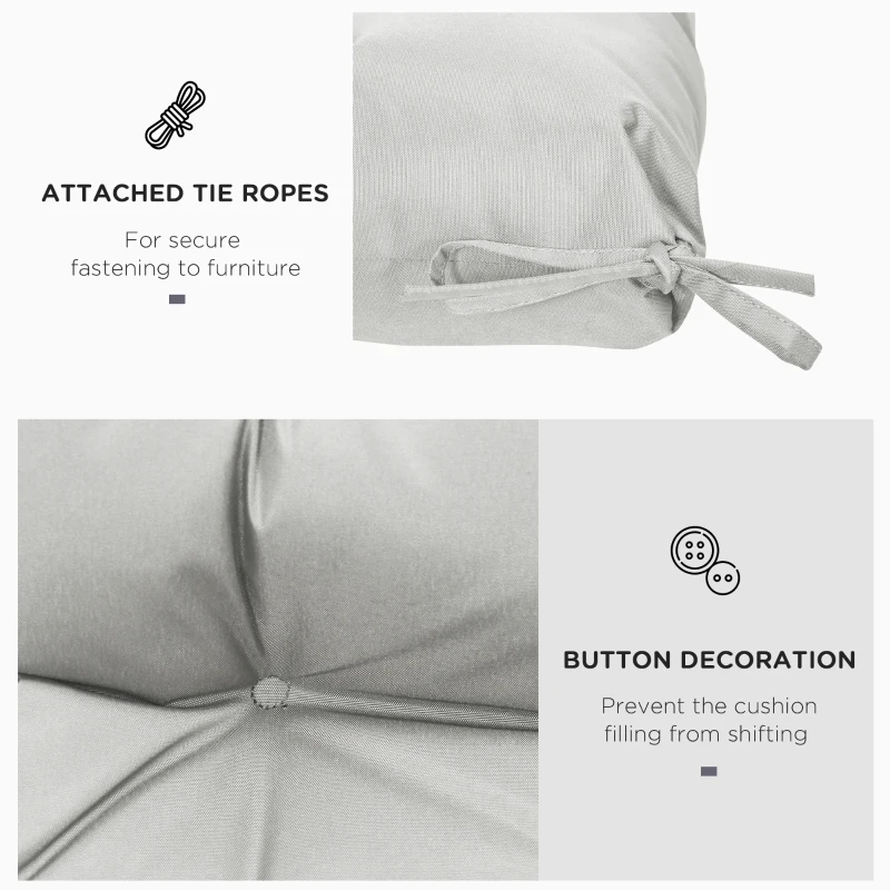 Outsunny Garden Back Chair Cushion, Comfortable Patio Seat Cushion Pad with Backrest for Outdoor & Indoor Use, Light Grey