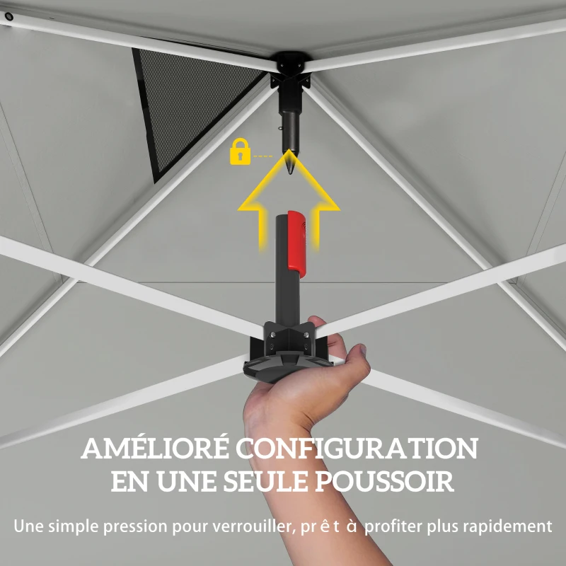 Outsunny Tonnelle de jardin 3 x 3 m pop up tente pliante protection UV50+ hauteur réglable 4 sacs de sable sac de transport Blanc