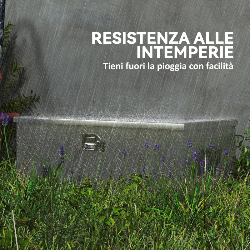 HOMCOM Cassetta degli Attrezzi da 43L in Alluminio con Serratura, 2 Chiavi e Maniglia Laterale, 76.2x33x24.4 cm, Argento