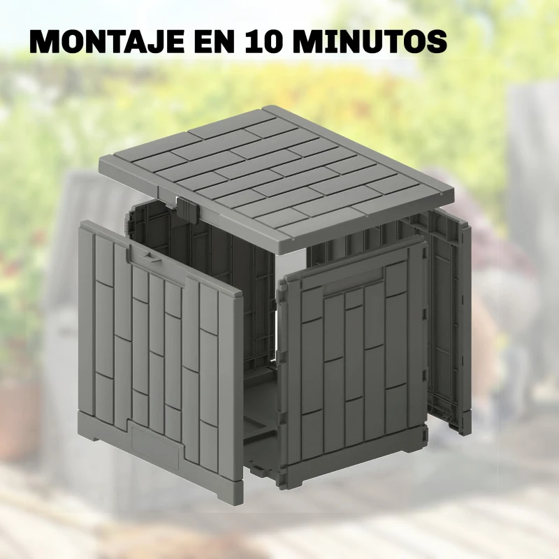 Outsunny Arcón Exterior Capacidad 114L Baúl de Almacenaje Exterior Resistente al Agua y a los Rayos UV con Cerradura Gris
