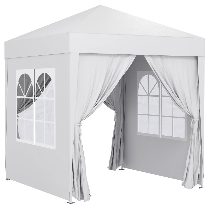 Outsunny Tonnelle de jardin extérieure tonnelle pliante pop-up réglable en hauteur protection UV 2 x 2 m blanc