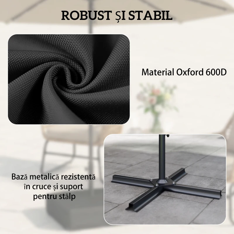 Outsunny Bază pentru Umbrelă Reumplibilă cu Nisip 80 kg/Nisip Umed 90 kg, pentru Tije de Ø48 mm, Negru