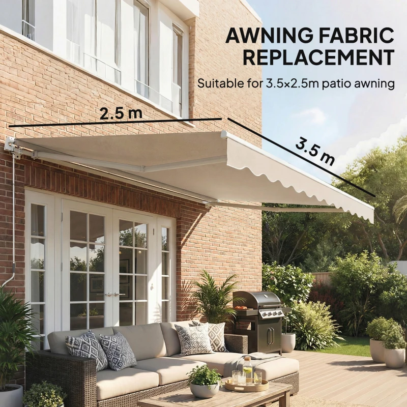 Outsunny Zamienny materiał markizy – osłona przeciwsłoneczna UPF 50+ do ramy 3,5 x 2,5 m, kremowobiała