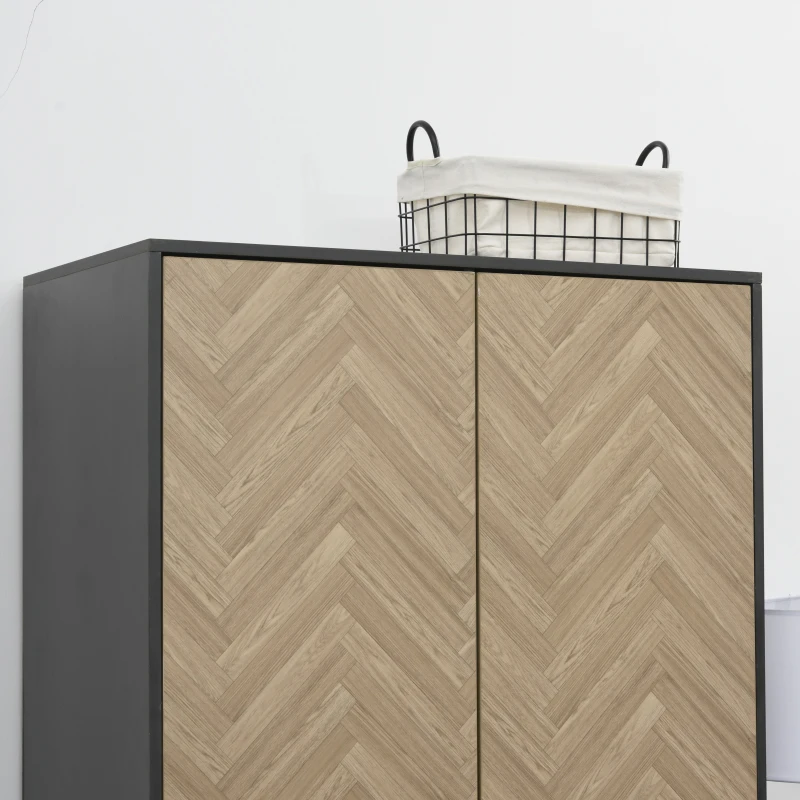 HOMCOM Modern Wardrobe Cabinet Wood Grain Sticker Surface with Shelf, Hanging Rod and 2 Drawers 90x50x190cm