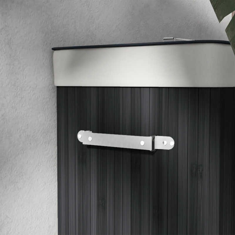 HOMCOM Coș de rufe, cutie rufe, colector de rufe cu capac, sac din pânză, bambus, pliabil, 72L, Negru 40 x 30 x 60 cm