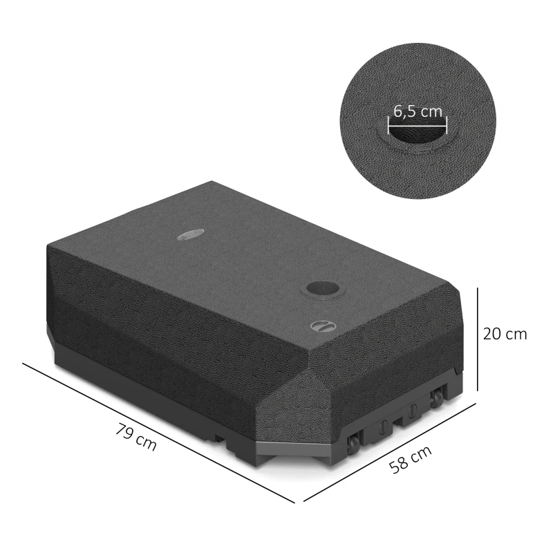Outsunny Pied de parasol déporté à remplir 90L en plastique avec pied en croix, 2 roulettes et poignée, dim. 80L x 60l x 20H cm