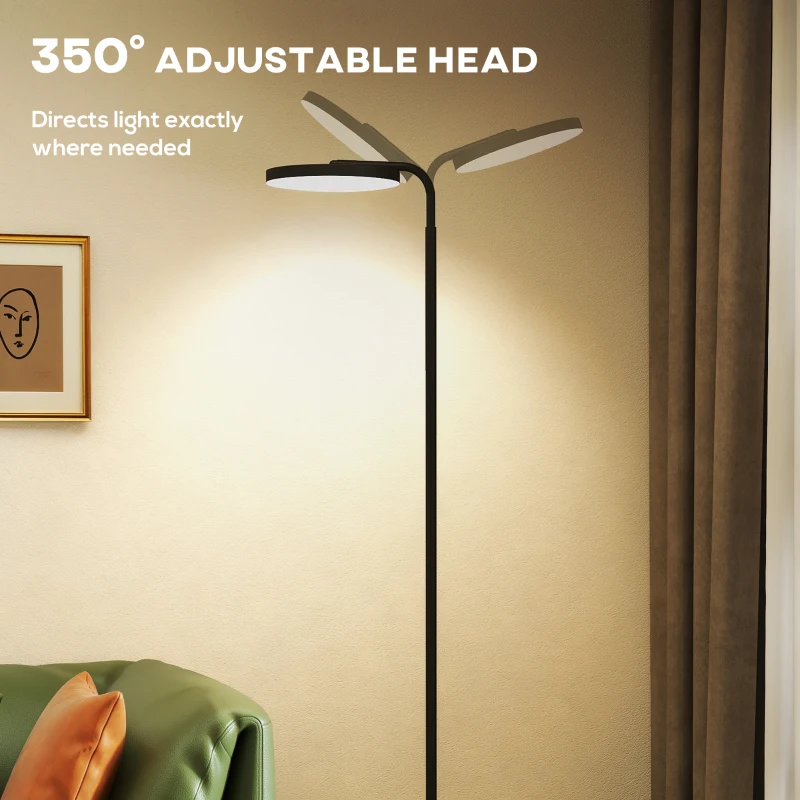 HOMCOM LED lampa stojąca z pilotem magnetycznym, elastycznie regulowana, obrotowa, metal, czarna