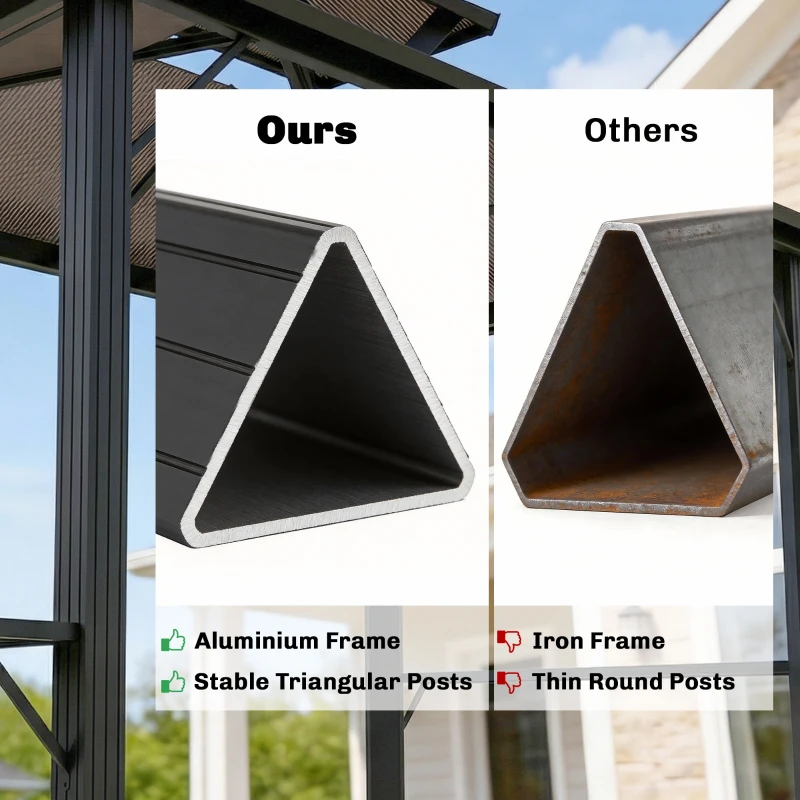 Outsunny Pawilon Grillowy 2,5 x 1,5 m, Wodoodporny Zadaszenie z Daszkiem z Poliwęglanu i Półkami, Brązowy