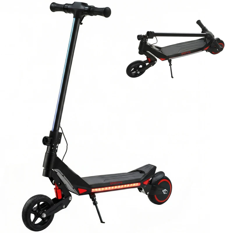 SPORTNOW Electric Scooter for Kids, Foldable E Scooter for Age Age 6+ with LED Display, RGB lights, Up to 16km/h, Black