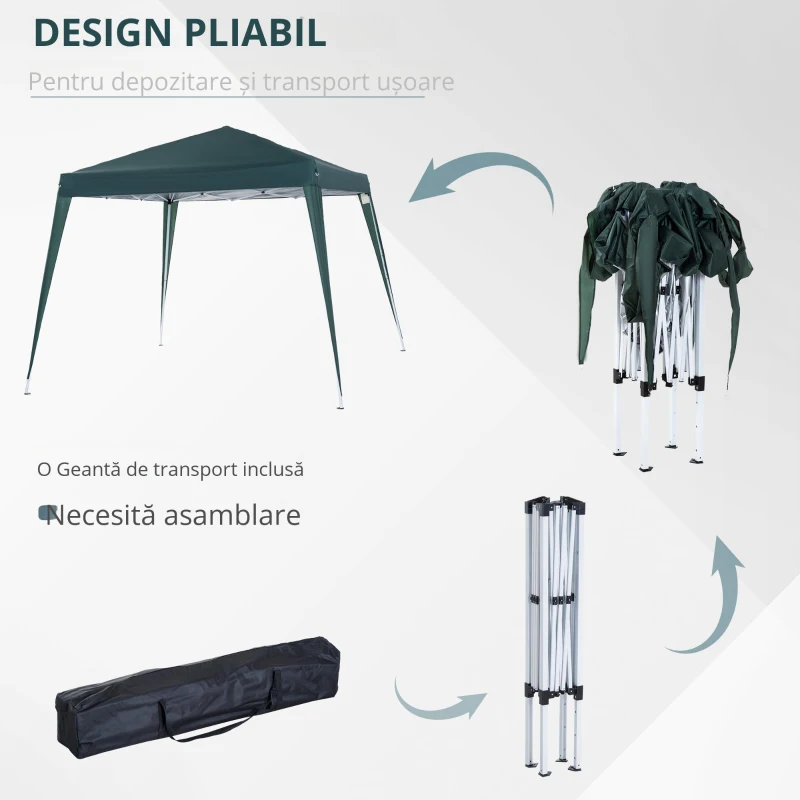 Outsunny Foisor Pliabil de Gradina 2.4x2.4m în Oțel și poliester, Verde