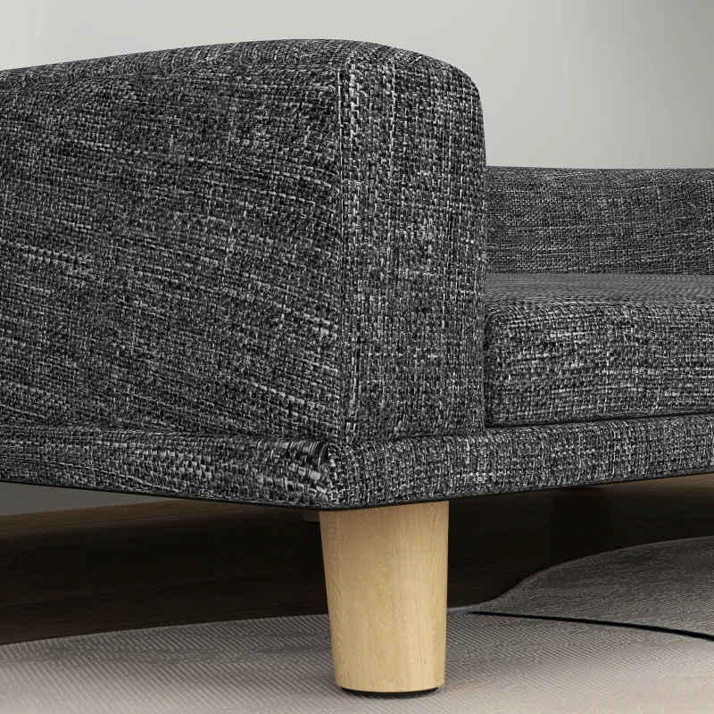 PawHut Sofa für große Hunde Erhöhtes Hundebett mit waschbarem Kissen und Holzbeinen Traglast 30 kg 98x67x25 cm Dunkelgrau