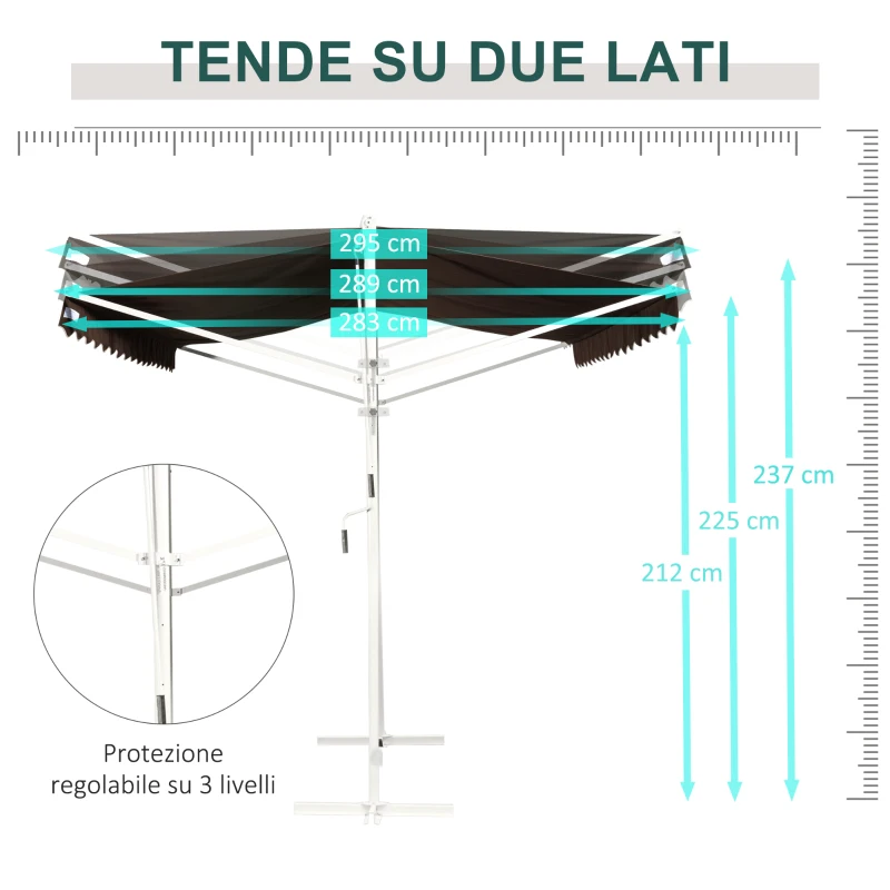 Outsunny Tenda Autoportante, Inclinabile, con Manovella, Struttura in Metallo, Resistente alle Intemperie, 4x3m, Caffè